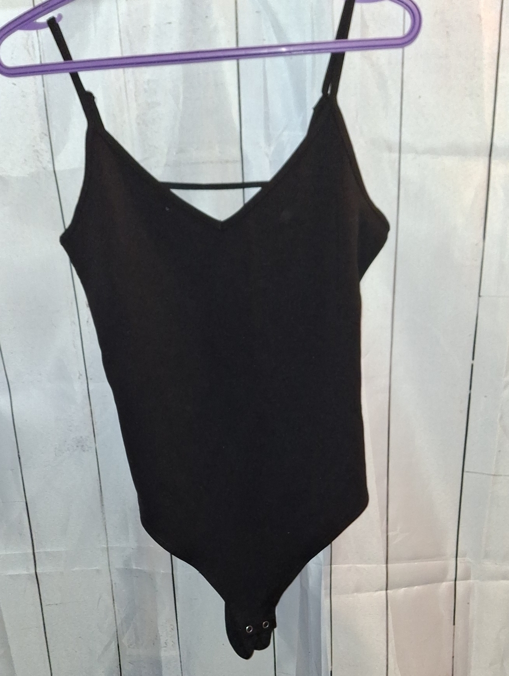 Garage Black V-Neck Snap Closure Bodysuit